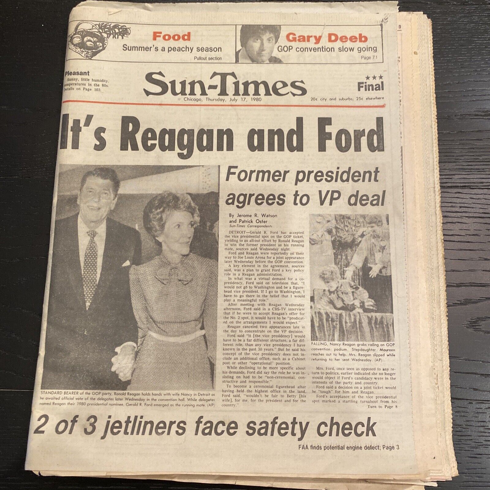 Original July 17, 1980 Chicago Tribune “It’s Reagan and Ford” “mistake”