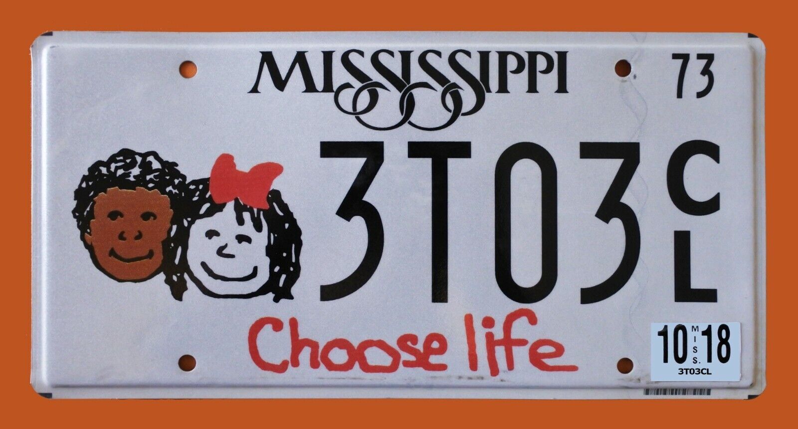 MISSISSIPPI CHOOSE LIFE GRAPHIC AUTO LICENSE PLATE \