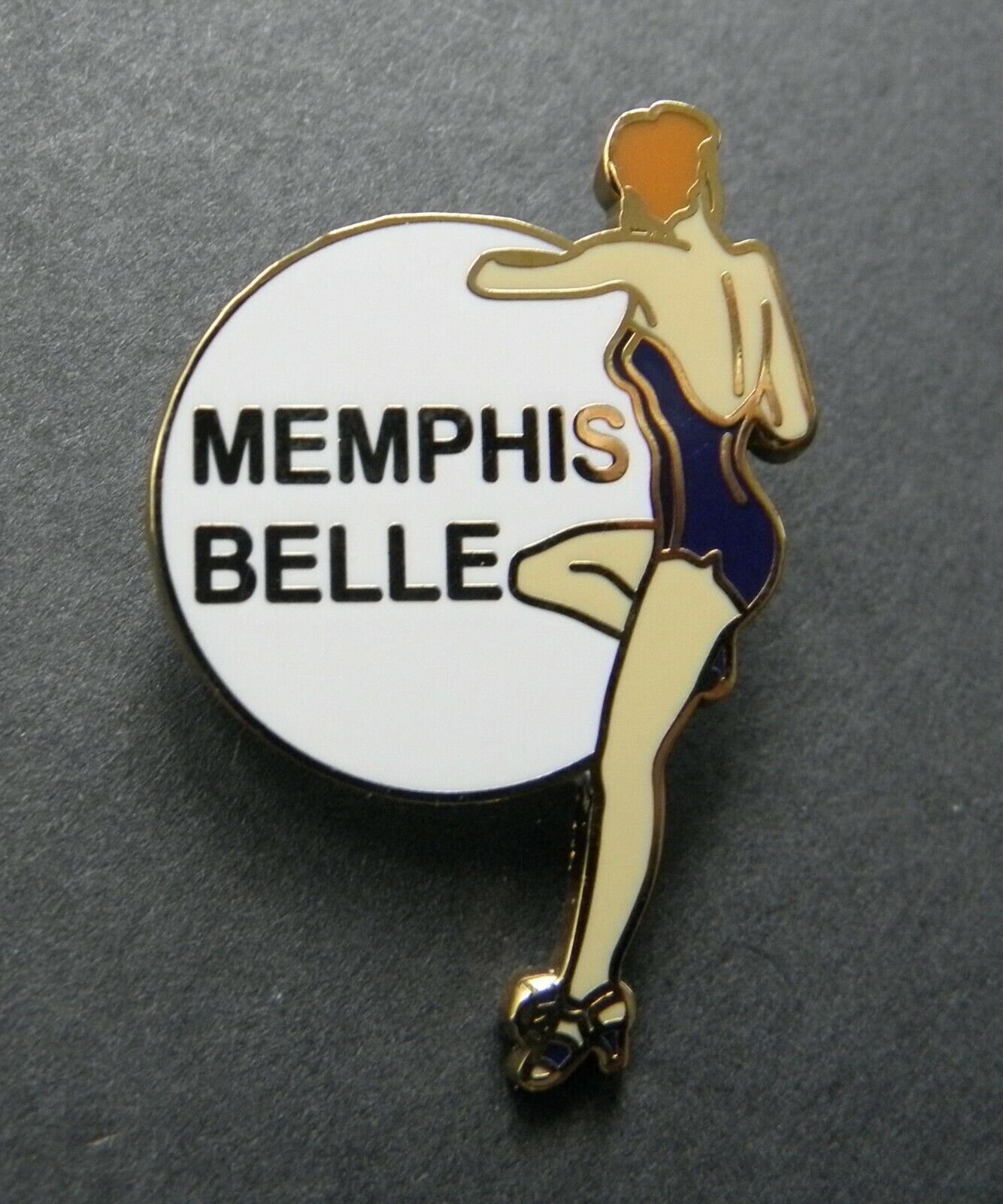 ARMY AIR FORCE NOSE ART PINUP MEMPHIS BELLE GIRL LAPEL HAT PIN BADGE 1 INCH