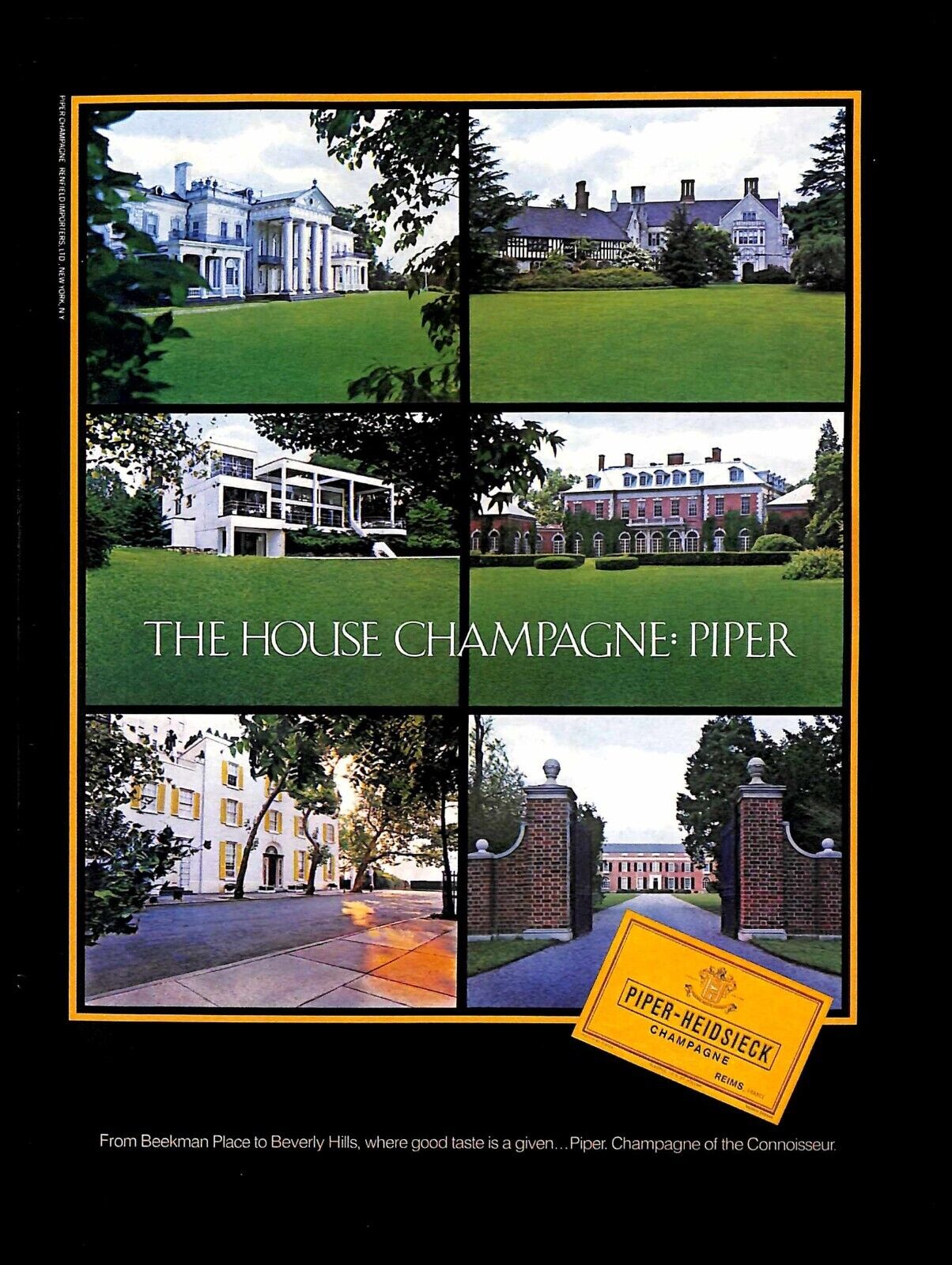 1984 Piper Heidsieck Champagne Vintage PRINT AD Luxury Estates Connoisseur