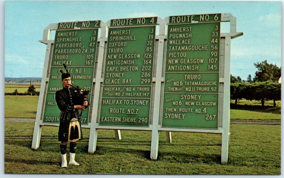 Postcard - Highland Piper - Nova Scotia Information Center - Nova Scotia, Canada