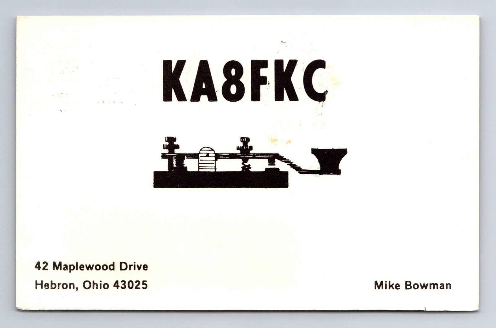 Vintage Ham Radio Amateur QSL QSO Postcard KA8FKC Hebron Ohio 1979