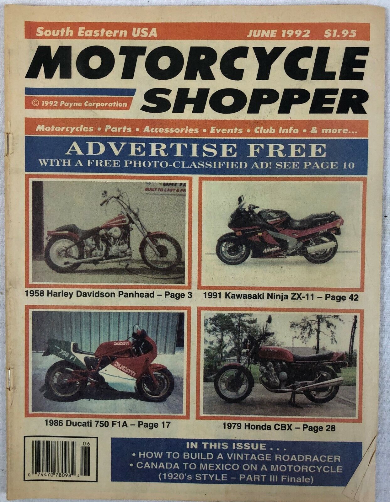 1992 June Motorcycle Shopper Magazine Advertisement Back Issue South Eastern