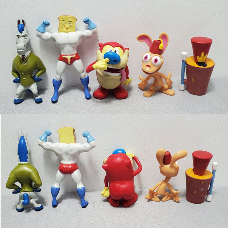 5 PCS The Ren and Stimpy Cartoon Figure Collection Toys