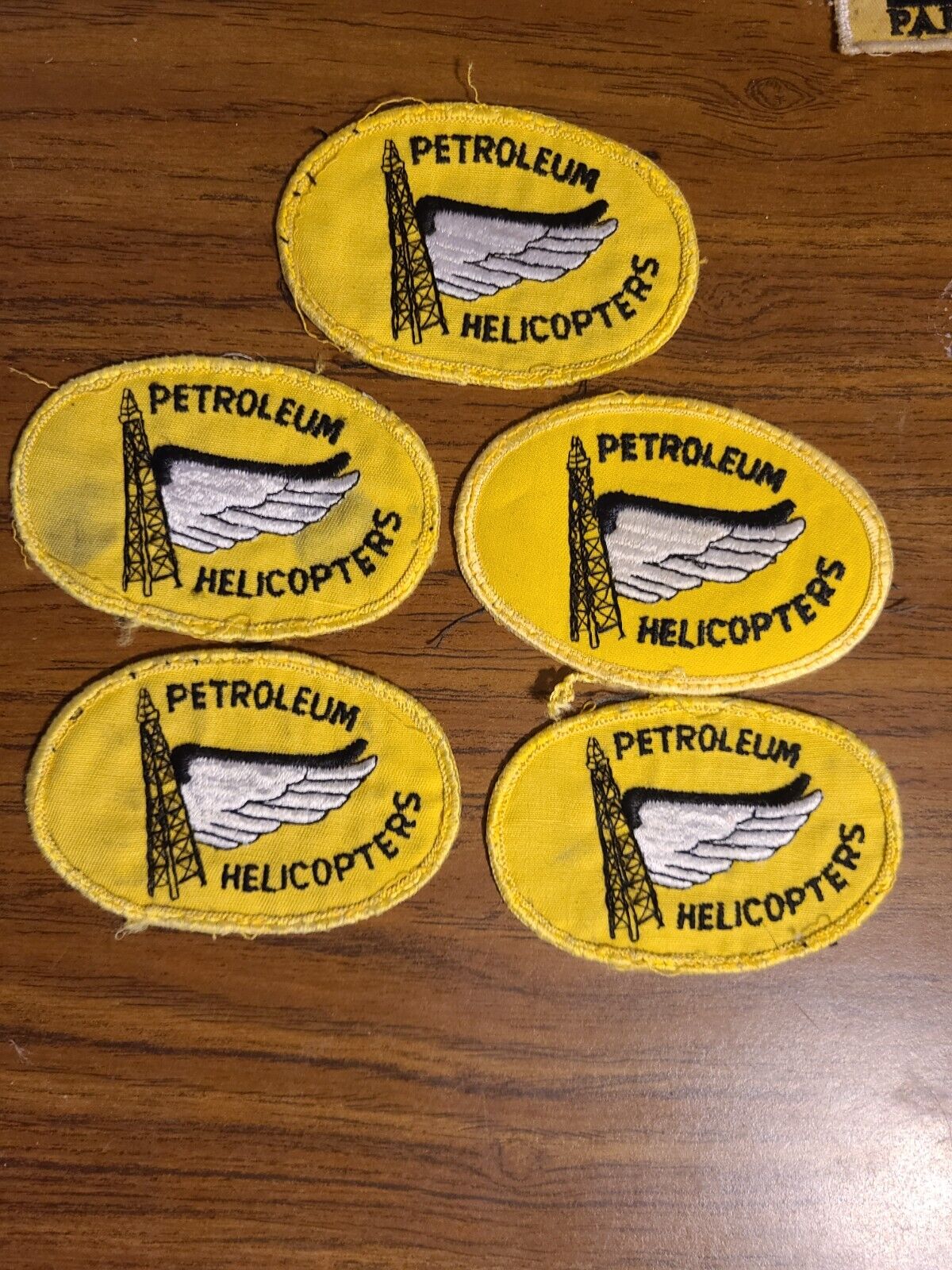 Petroleum Helicopters Yellow Embroidered Patch Badge lot of 5