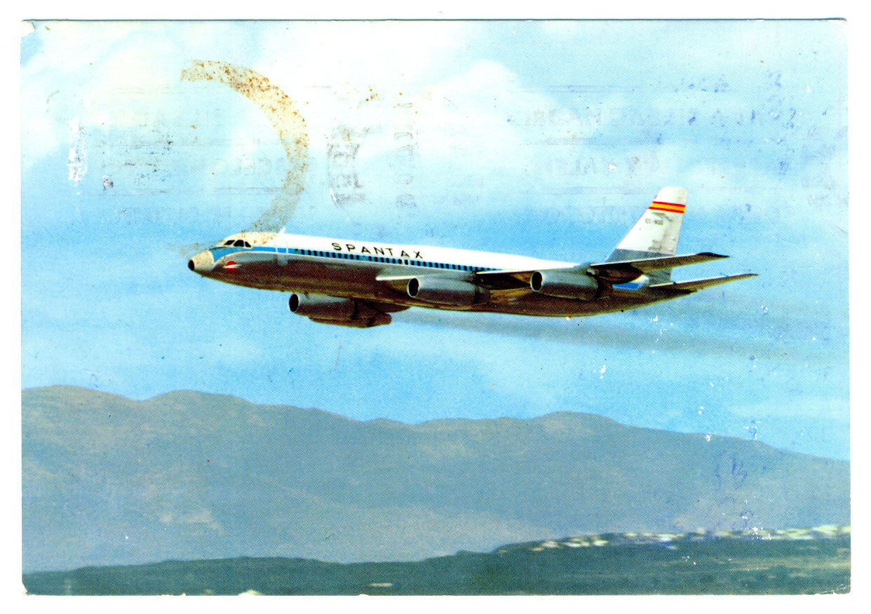 1970 Spantax Defunct Spanish Airlines Issue Convair CV 990 A CORONADO Postcard 