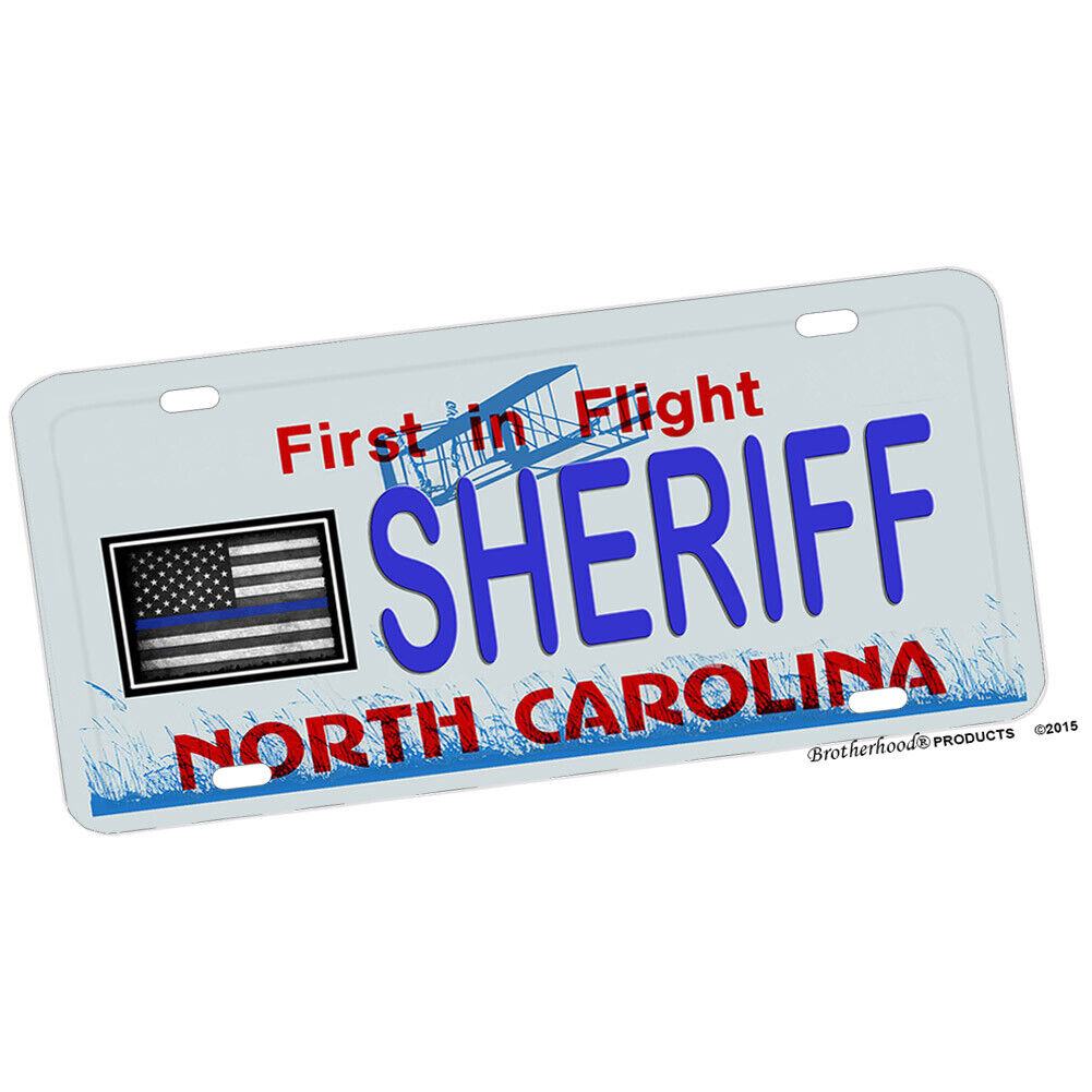 North Carolina Thin Blue Line American Flag SHERIFF Aluminum License Plate