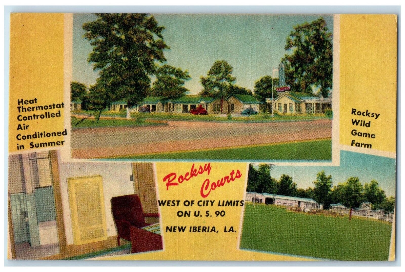 c1940's Rocky Courts Exterior Roadside New Iberia Louisiana LA Unposted Postcard