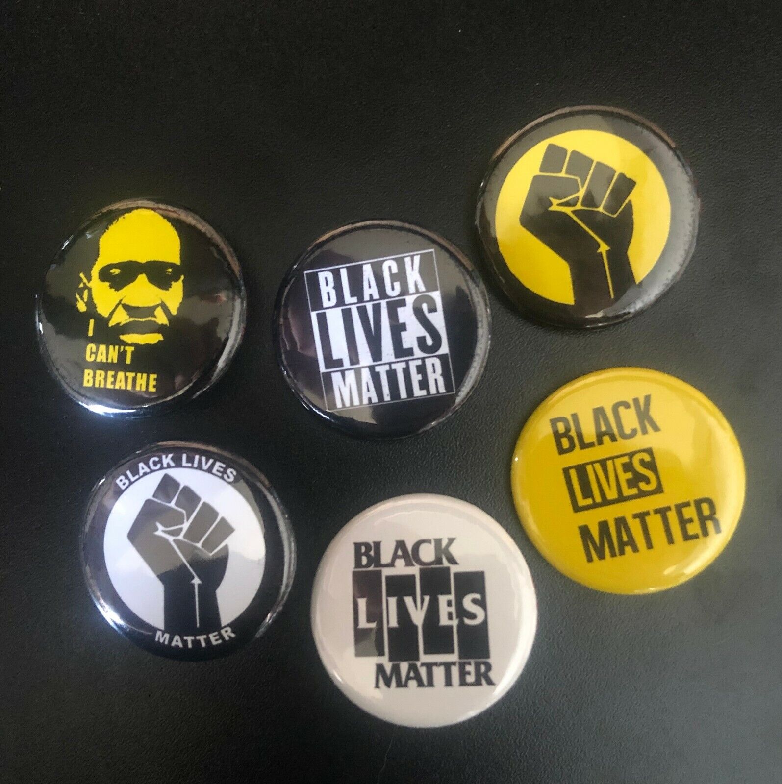 BLACK LIVES MATTER 6 1.25 Inch Pinback Buttons Badges Pins BLM Benefits Charity