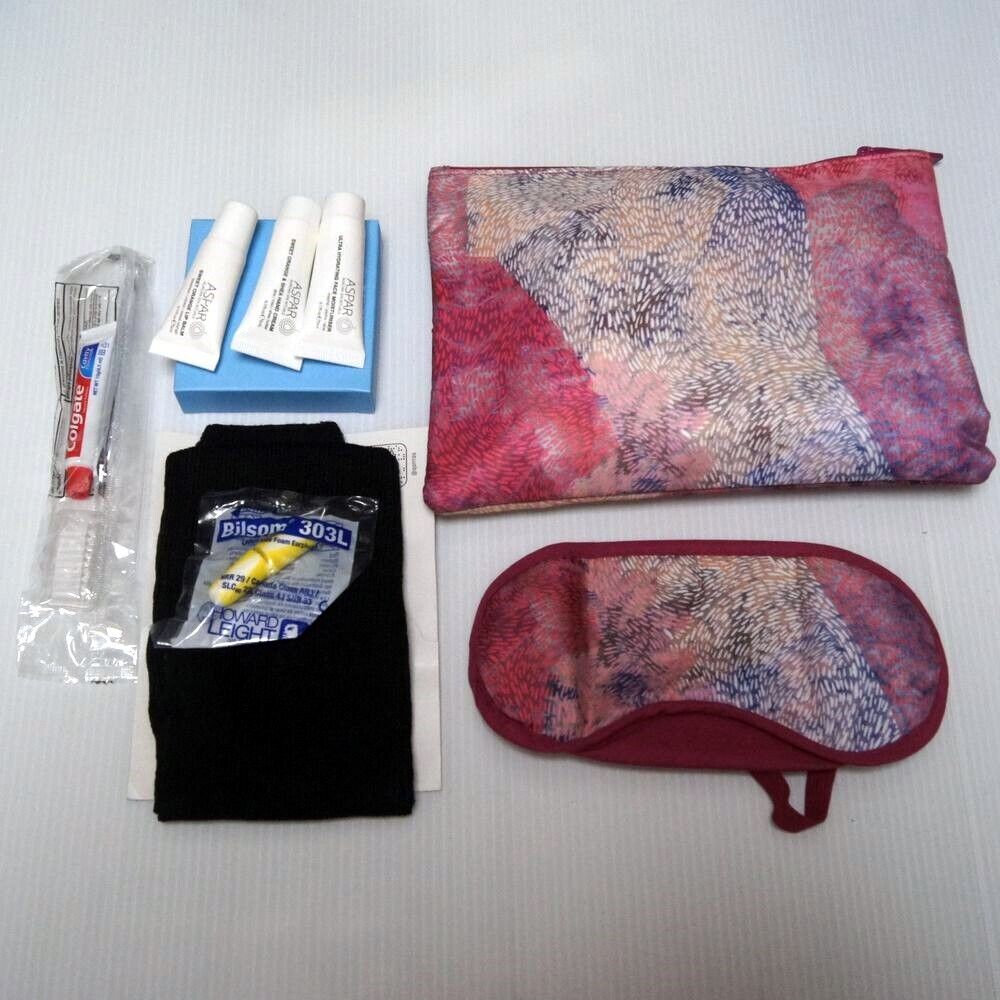 Qantas Airline First Business Class Colourful Amenity Amenities Overnight Bag