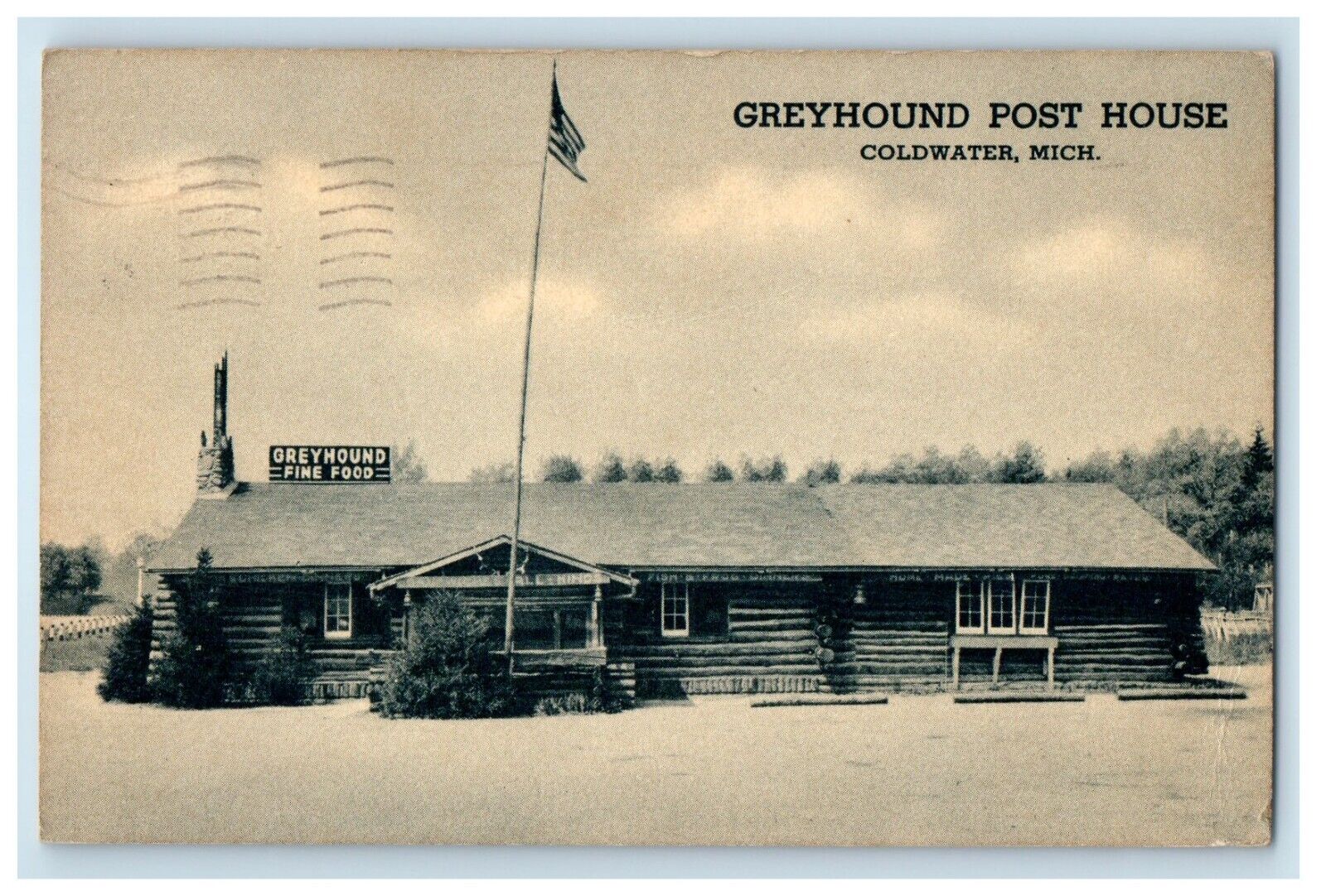 1944 Greyhound Post House Restaurant Coldwater Michigan MI Vintage Postcard