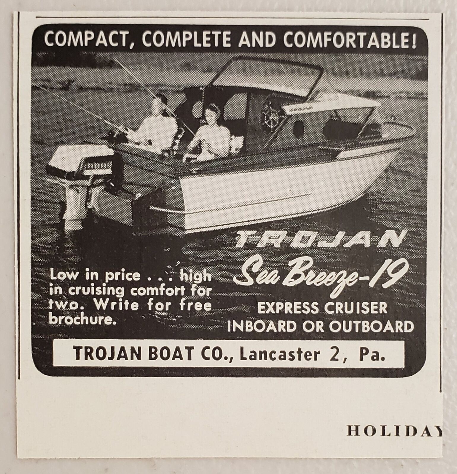 1959 Print Ad Trojan Sea-Breeze 19 Express Cruiser Boats Lancaster,PA