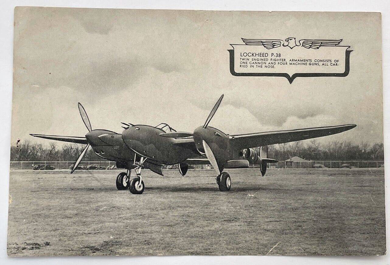 Navy Airplane Original 1940s 5x7 Photo Picture Card Military Plane LOCKHEAD P-38