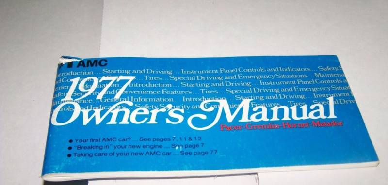 1977 AMERICAN MOTORS car owners manual