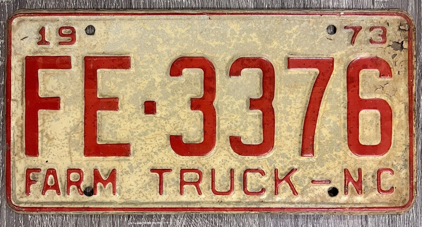 1973 North Carolina Farm Truck License Plate Retro Car Auto Paint Issue