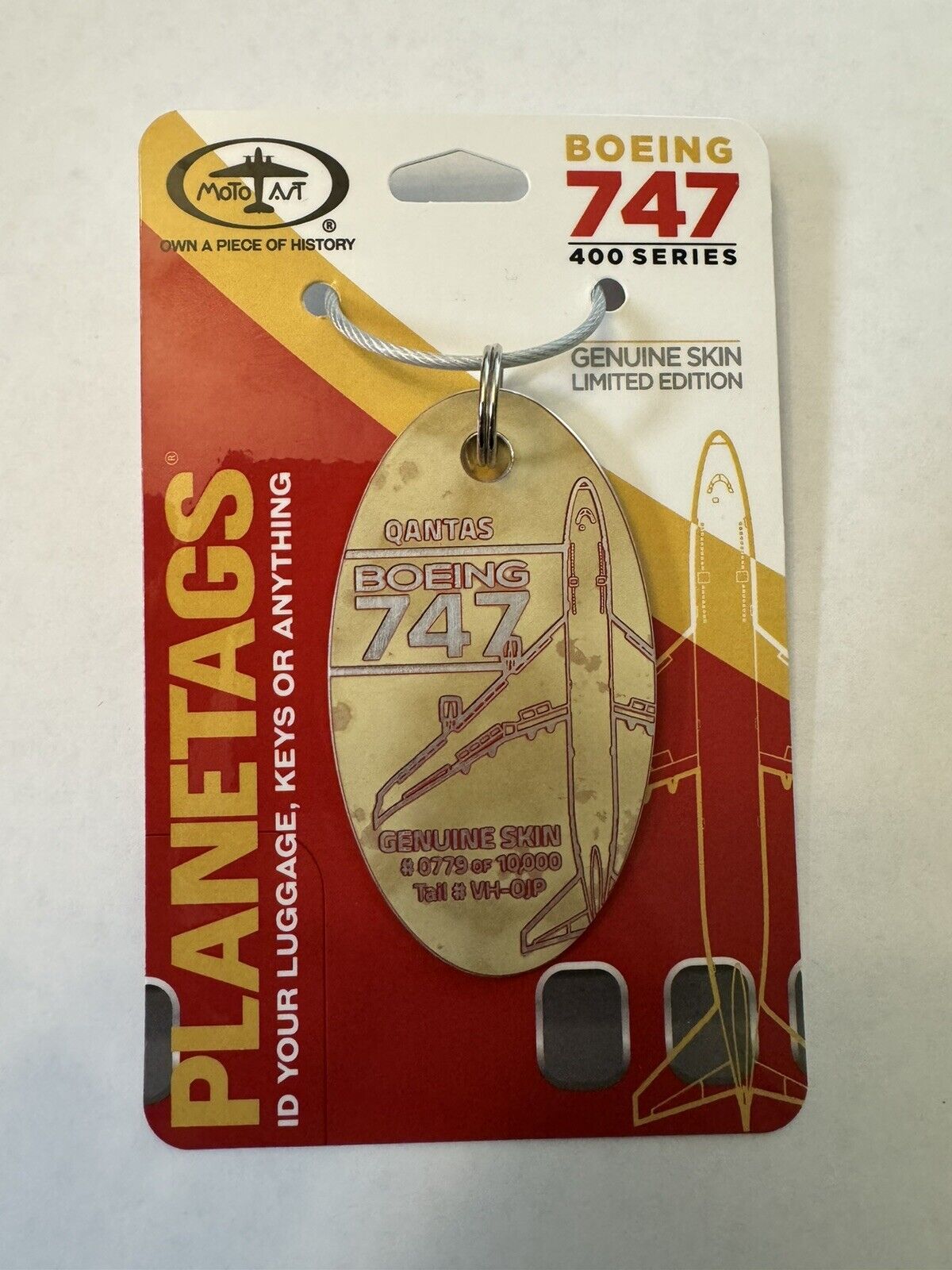 Planetags Motoart Qantas Boeing 747 VH-OJP full gold sanddust - rare #779/10000