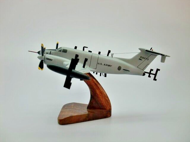 RC-12N Huron Guardrail Beech Airplane Desktop Mahogany Wood Model Small New