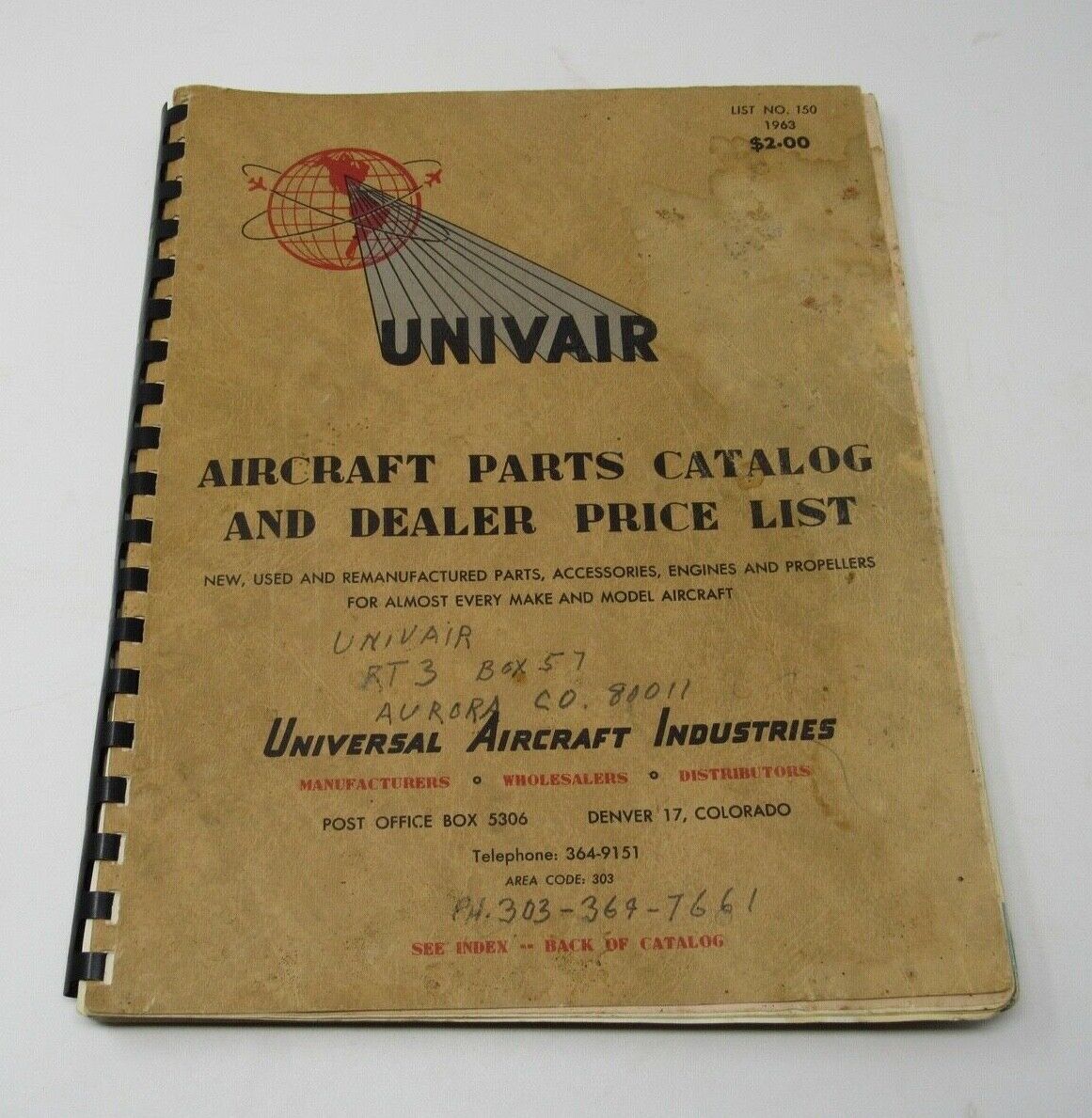 UNIVAIR AIRCRAFT PARTS CATALOG & DEALERS PRICE LIST SALES MANUAL 1963 PROPELLERS