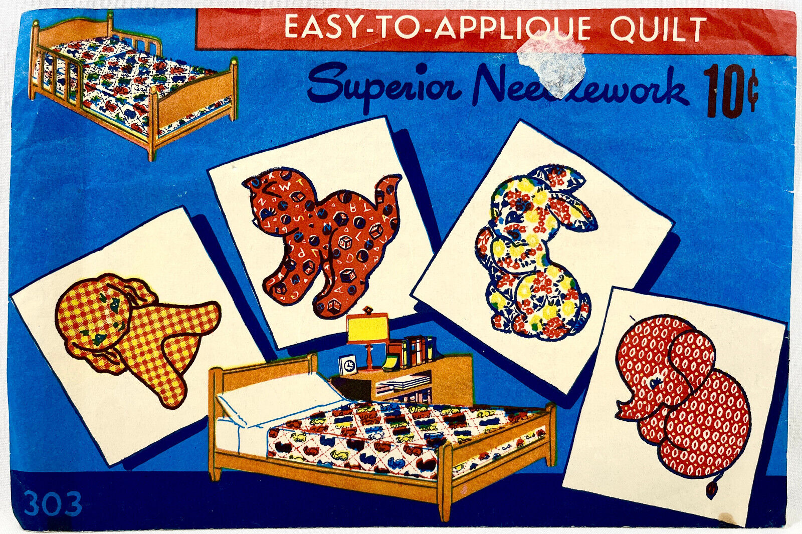 1930s Superior Applique Quilt Pattern 303 Animal Motifs Children Antique 13038