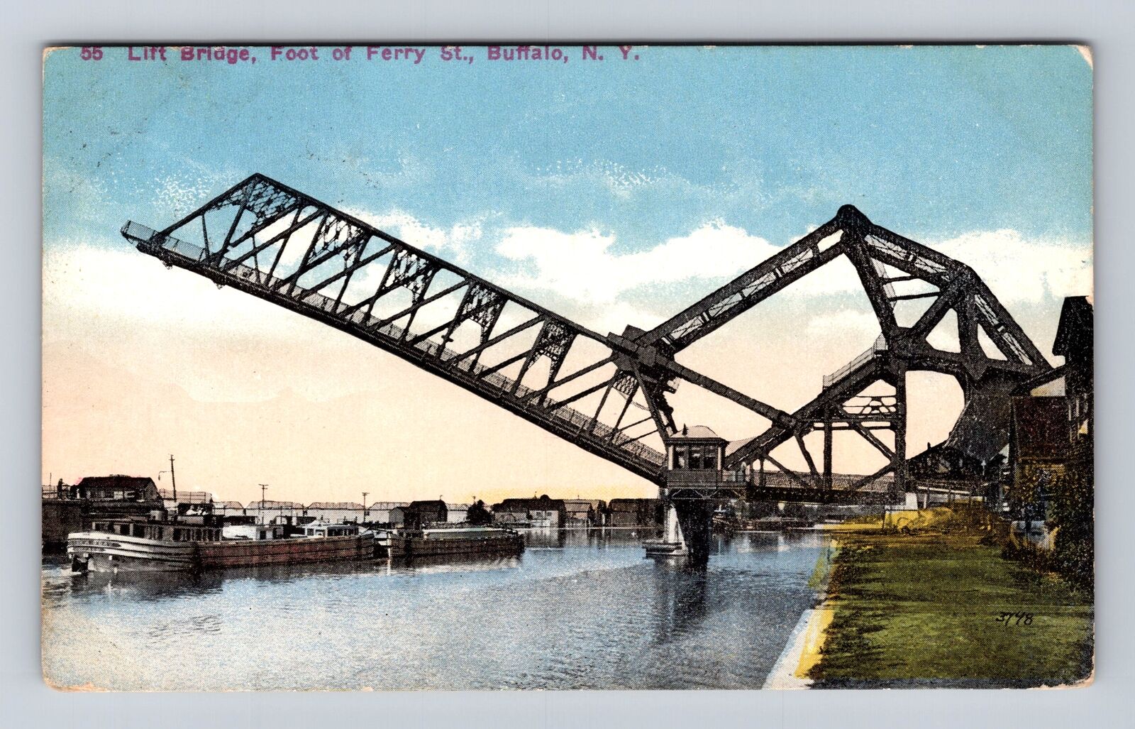 Buffalo NY-New York, Lift Bridge, Foot Of Ferry St, Vintage c1917 Postcard