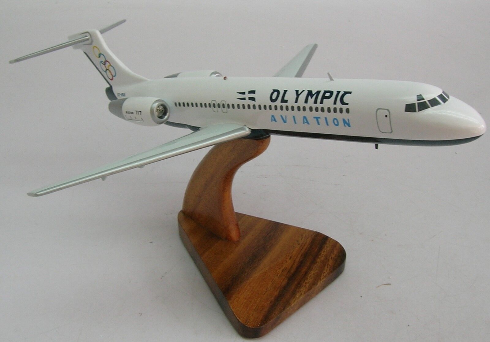 B-717 Olympic Air B717 Airplane Desktop Kiln Dry Wood Model Regular New