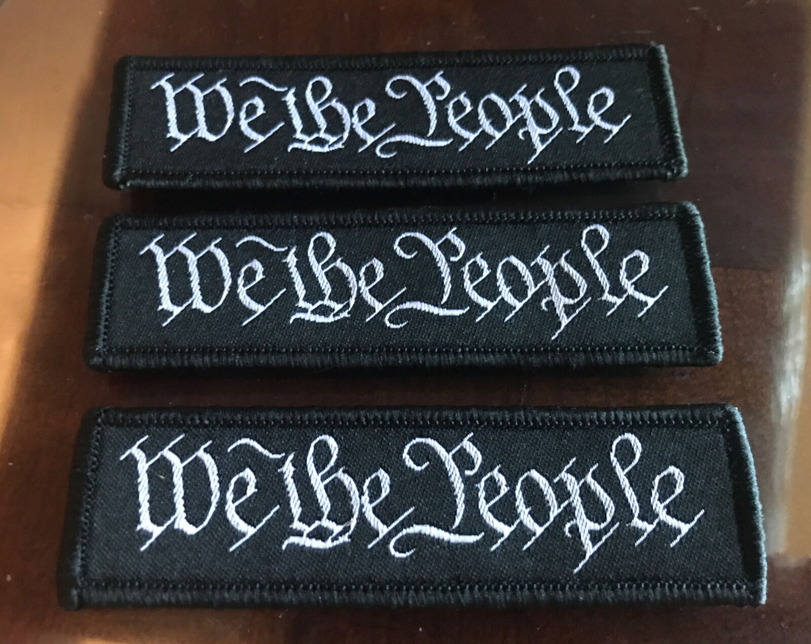 3 Pack We The People Tactical Hook & Loop Fully Embroidered Morale Tag Patch 1x4