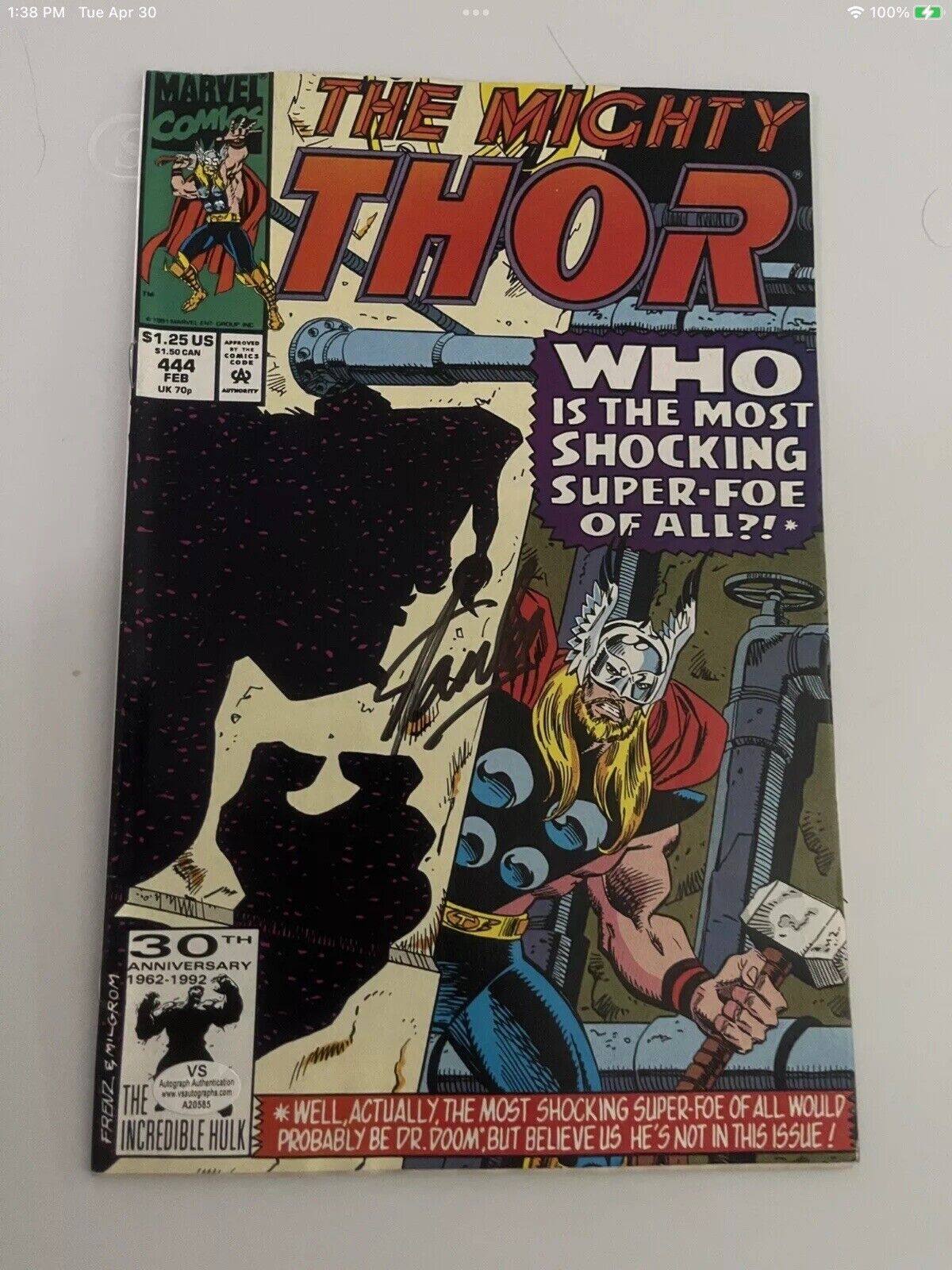 The Mighty Thor #444 Signed By Stan Lee With COA  Avengers