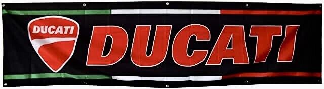  DUCATI MOTORCYCLE BANNER 2 X 8 FT  RACING SERVICE STATION BIKE BANNER FLAG 