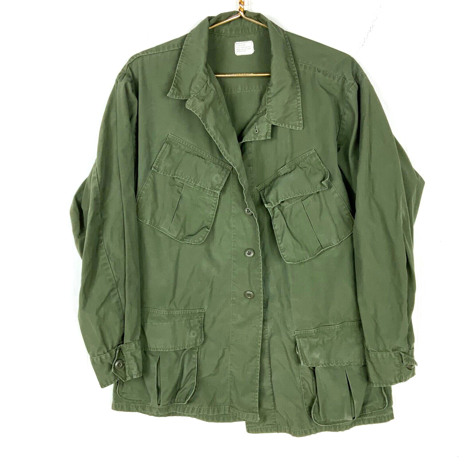 Vintage Us Military OG 107 Shirt Jacket Size Large Green Vietnam Era 60s 70s