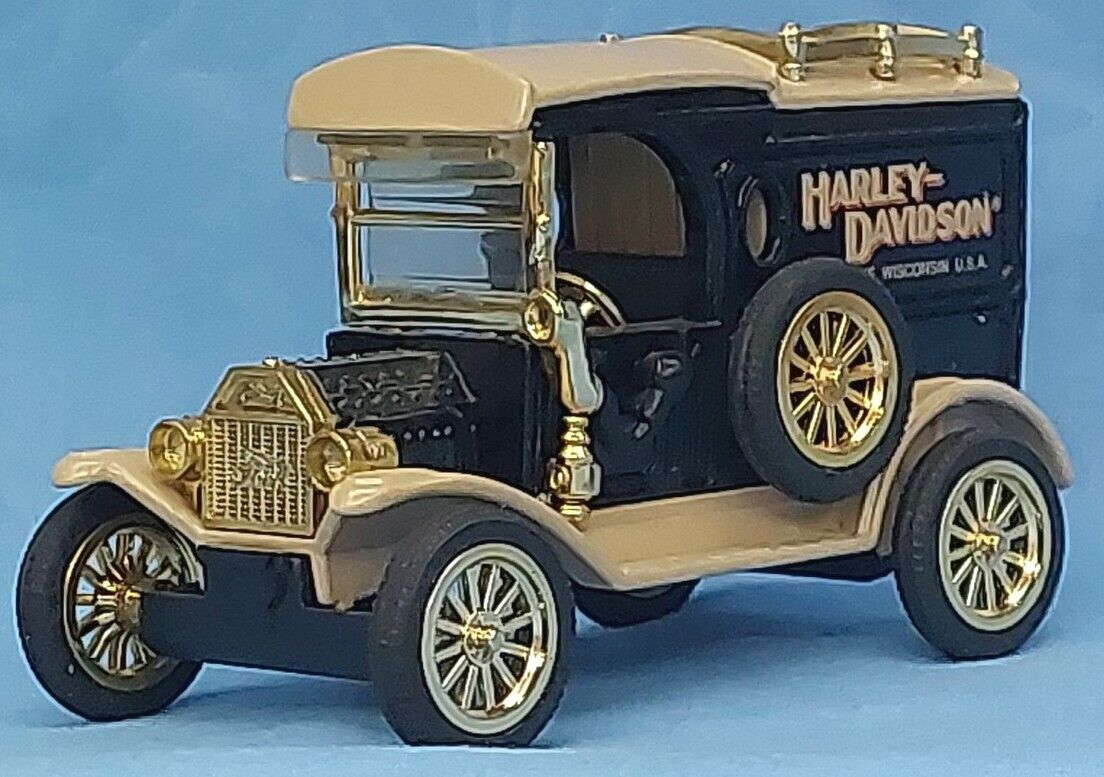 Harley Davidson 1913 Ford Model T Van Dime Bank, 1/43 Ltd. Ed. In Orig. Tin Box