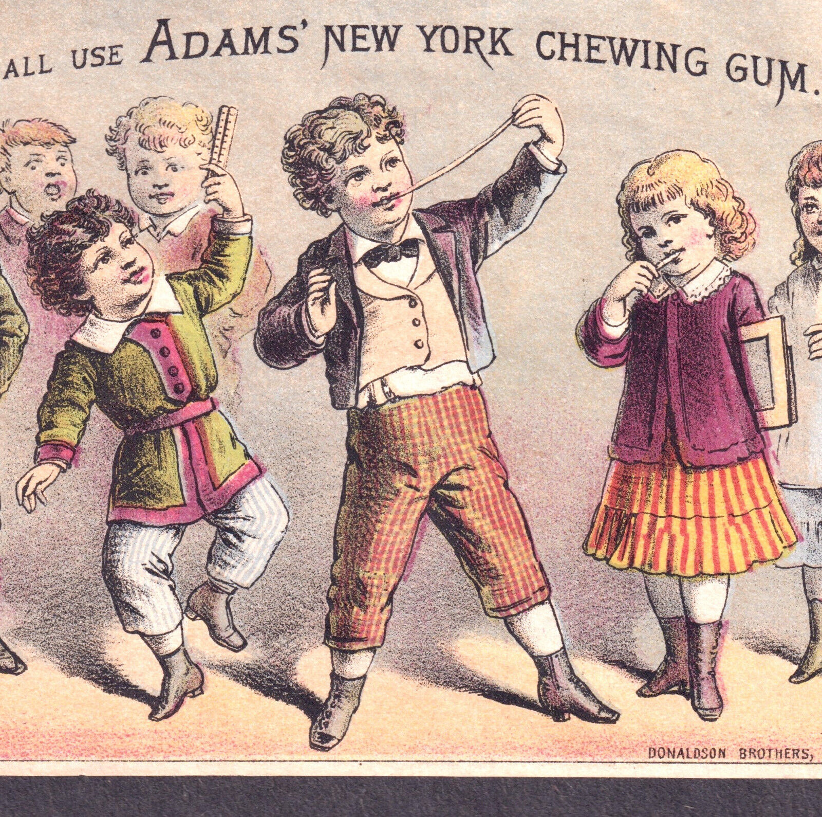 Adams New York Chewing Gum 1800's School Girl Fun  Antique Victorian Trade Card