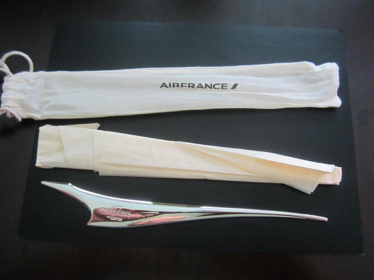 AIR FRANCE CONCORDE AIRPLANE CHROME METAL LETTER OPENER GIFT NEW IN POUCH RARE