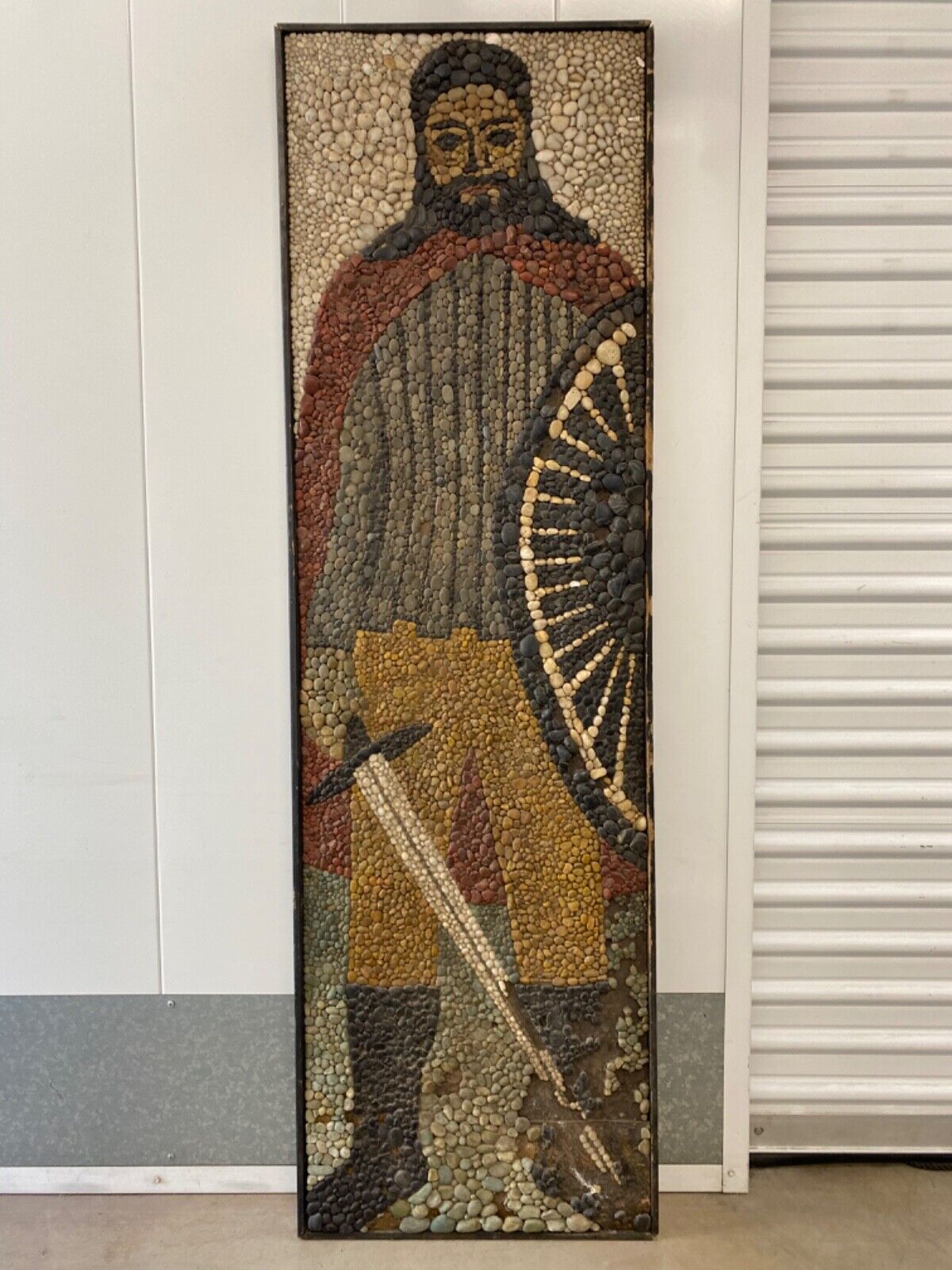 🔥 Monumental Vintage Old Mid Century Modern Viking Knight Mosaic Sculpture \'50s