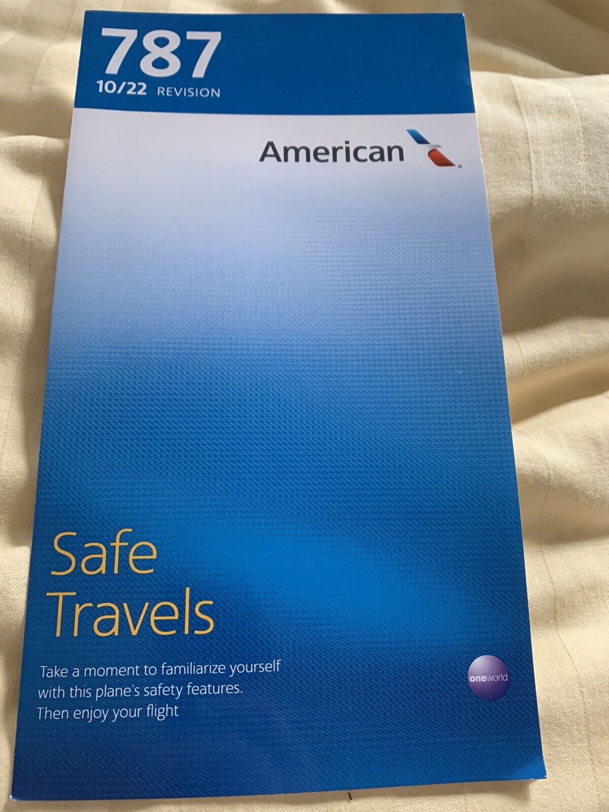 American Airlines DREAMLINER Boeing 787 Safety Card 10/22 Revision New Version