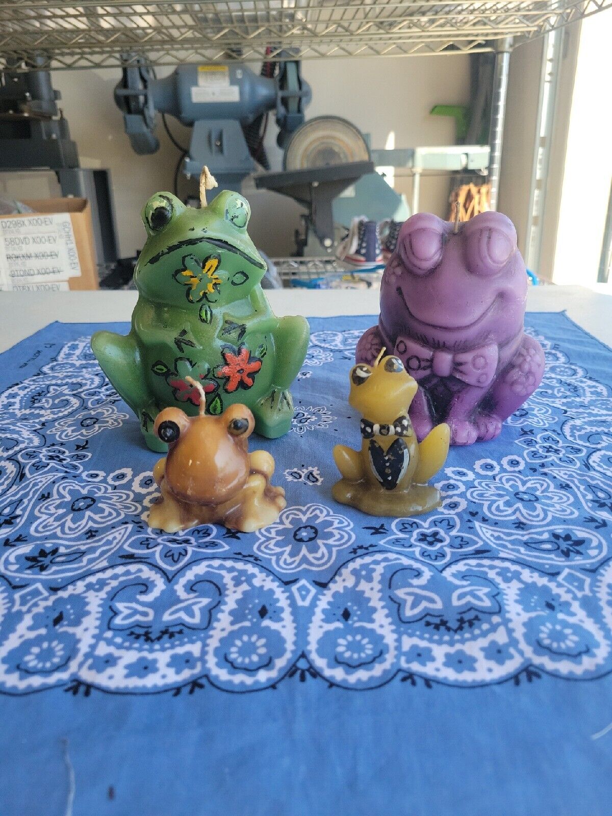 *LOT OF 4* Vintage Decrative Wax Frog Candles 1970s to 1980s see photos