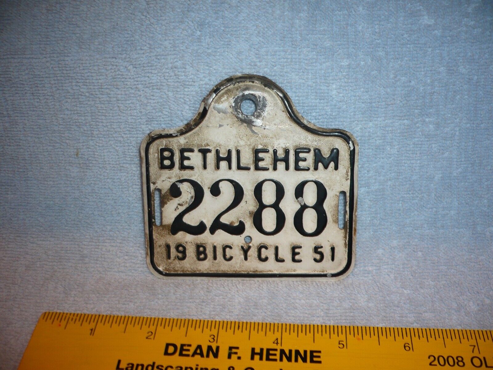 Bethlehem Pennsylvania Metal Bicycle License Plate  1951 schwinn monark