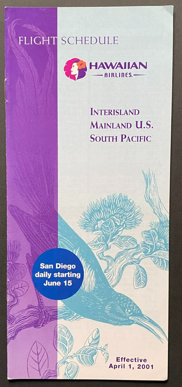 Hawaiian Airlines Timetable Effective April 1, 2001
