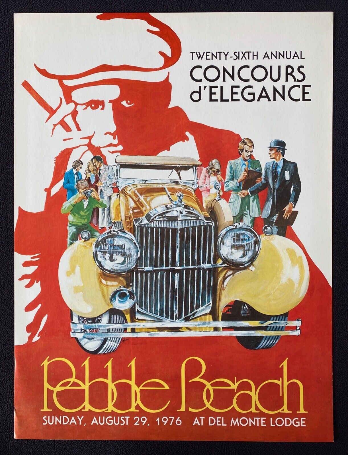 1976 Original Pebble Beach Concours Poster Ed Greco 1930s PACKARD