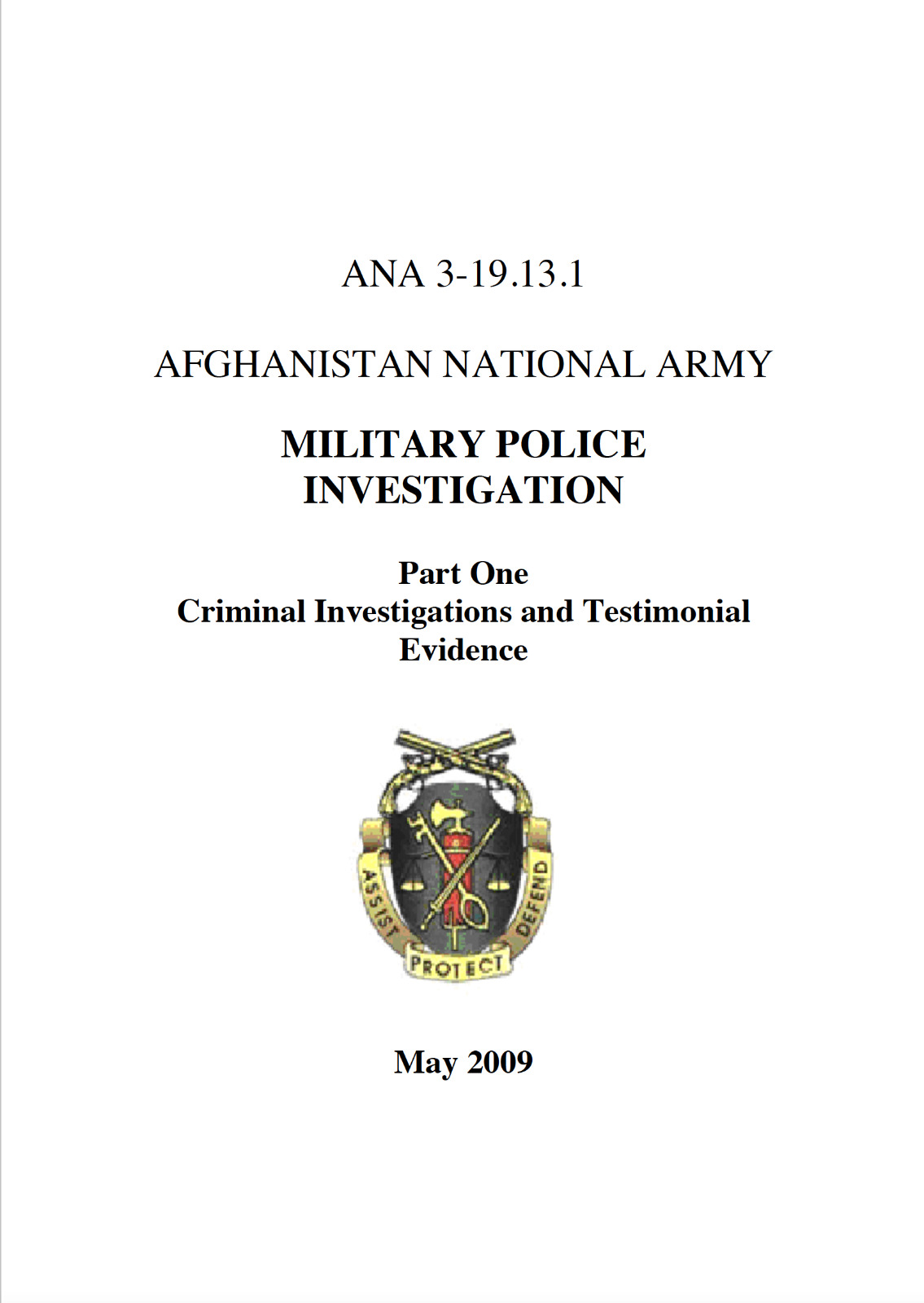 417 Page AFGHANISTAN NATIONAL ARMY POLICE MP CRIME INVESTIGATION Manual on CD