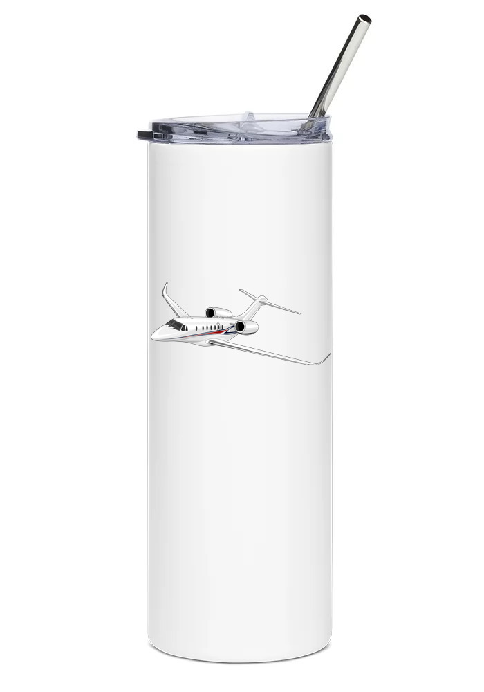 Cessna Citation X+ Stainless Steel Water Tumbler with straw - 20oz.