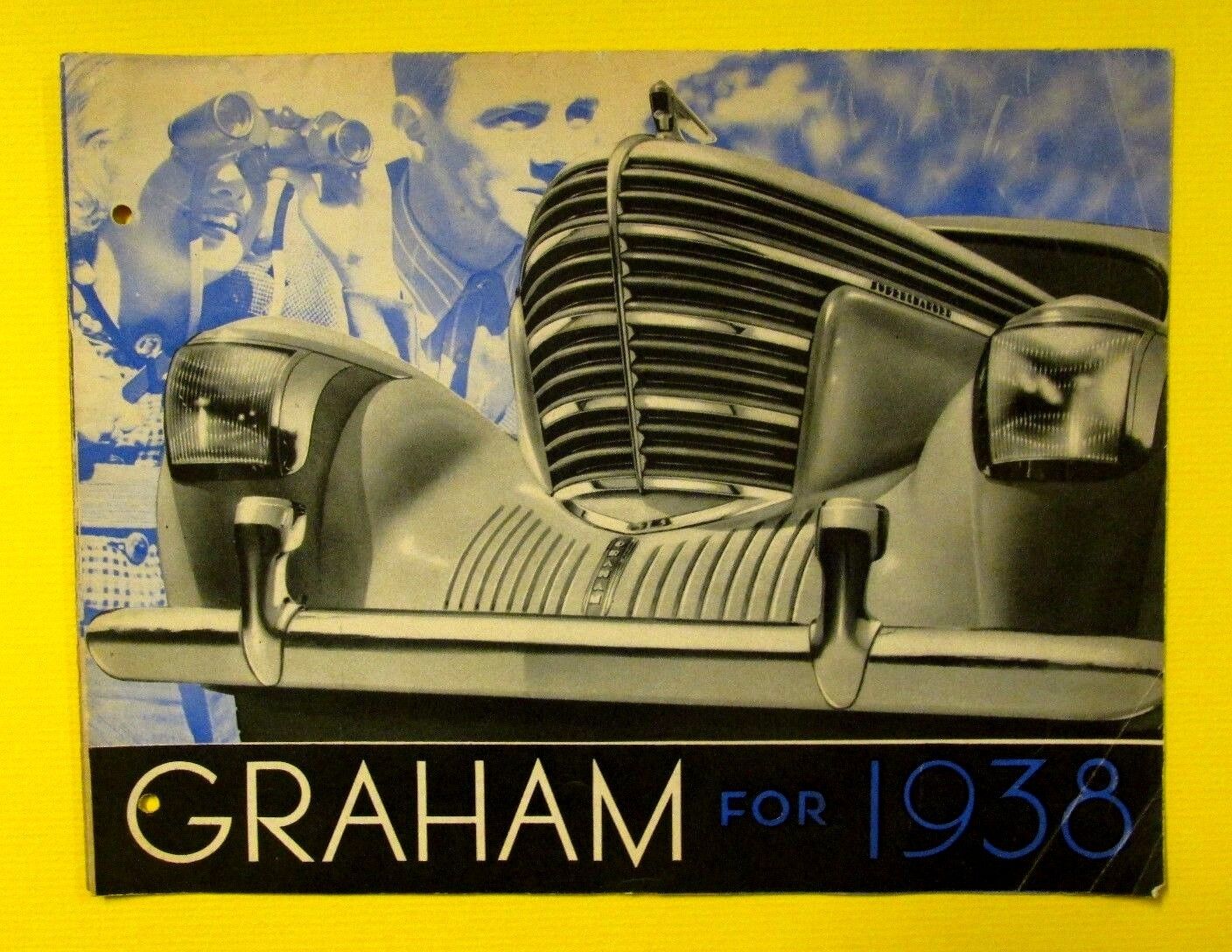 Vintage Original 1938 GRAHAM FOLD OUT SALES BROCHURE Supercharger Coupe Sedan 