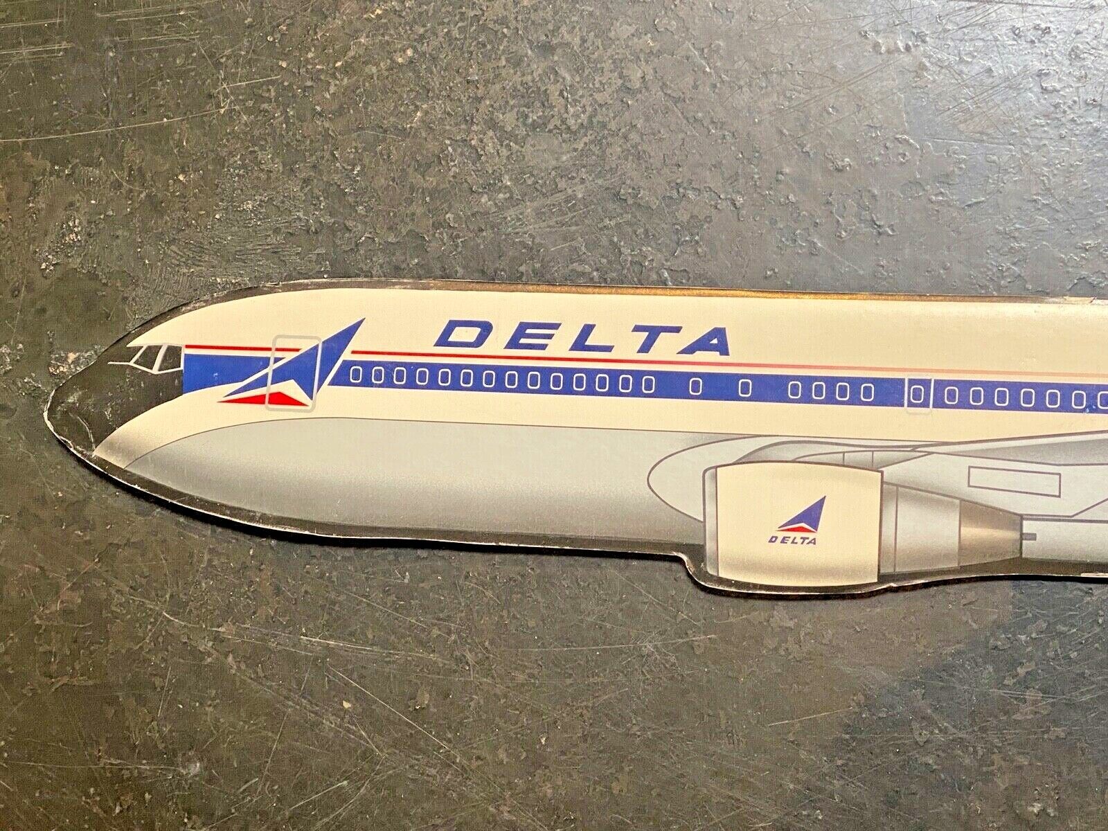 Delta Airlines Vtg Boeing 767 Airplane Jet Plane Advertising Cardboard Hang Sign