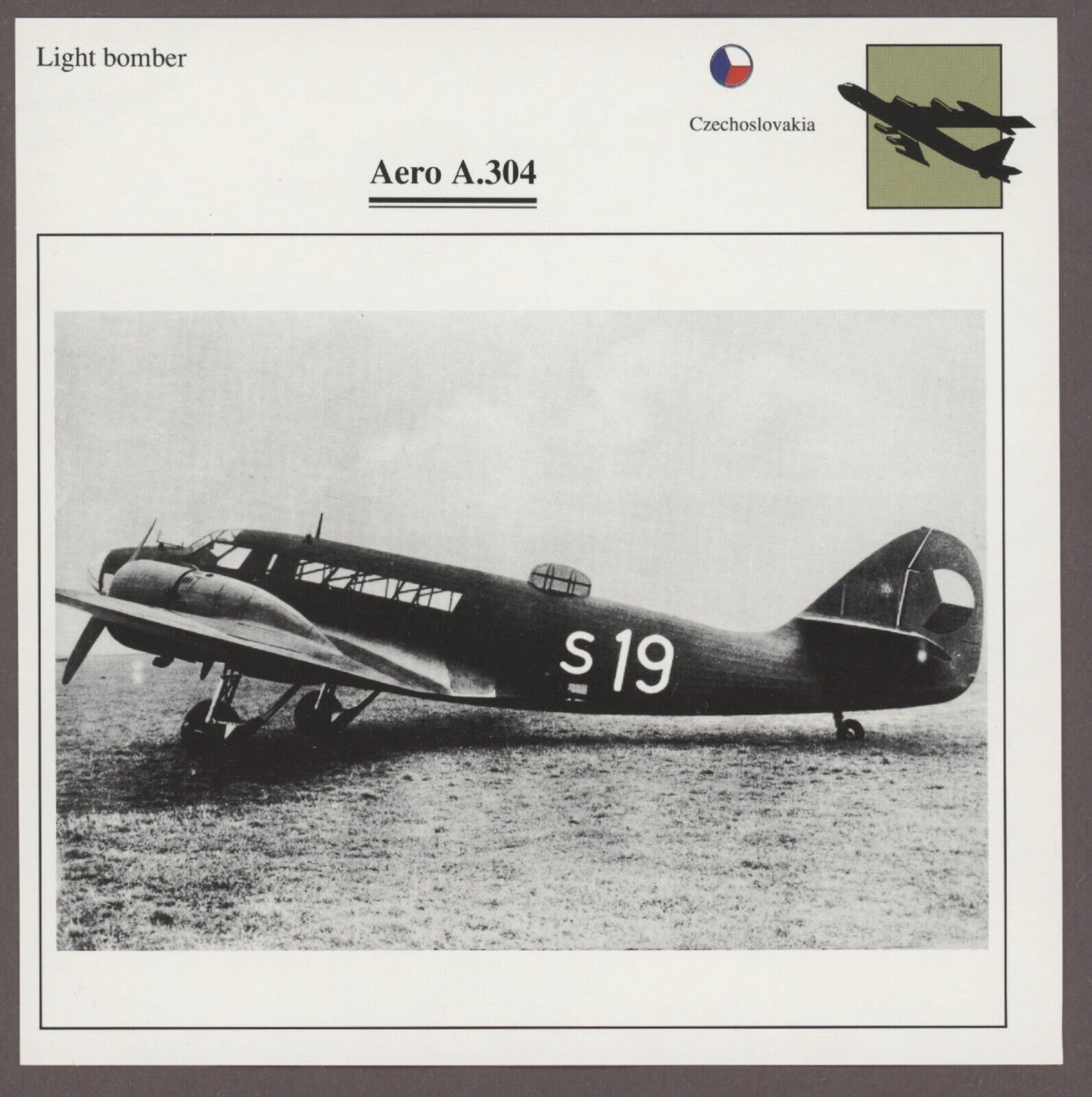 Aero A.304  Edito Service Warplane Aircraft Military Card Czechoslovakia
