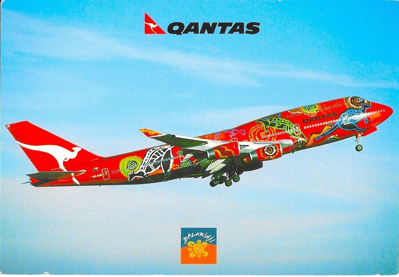 QANTAS Postcard Large Boeing 747 WUNALA-Kangaroo Postcard