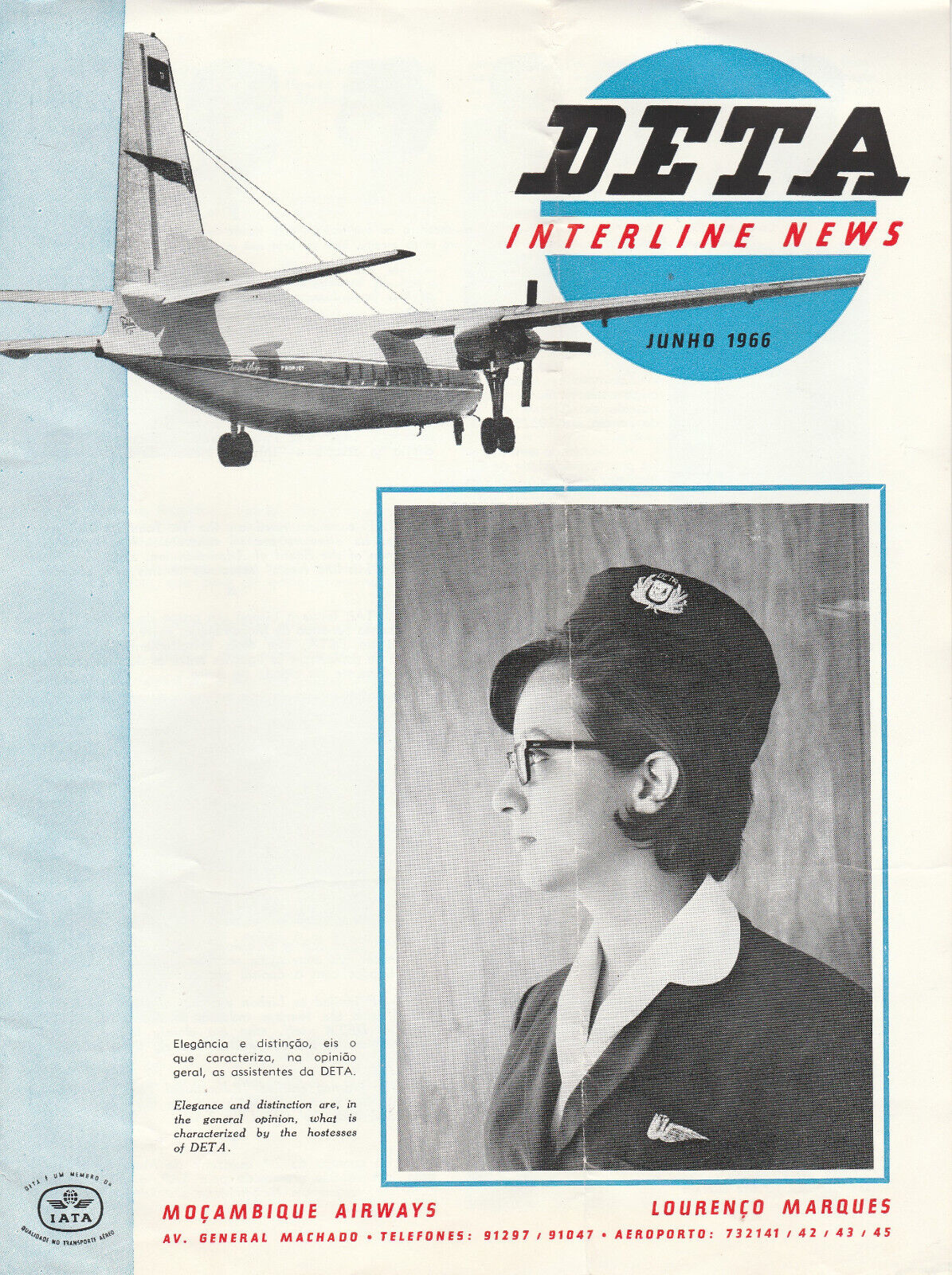 DETA Mozambique Airline  Interline News June 1966