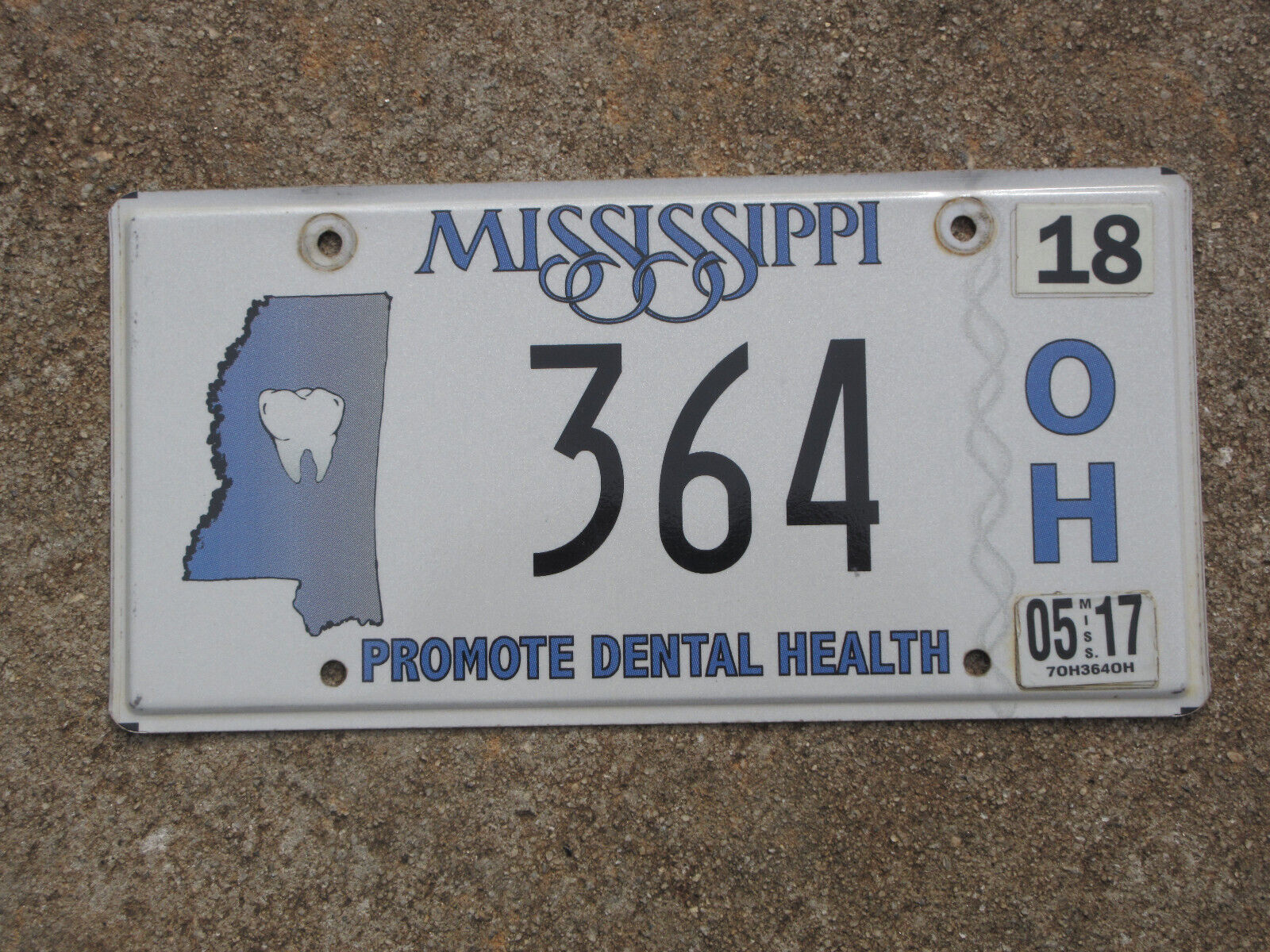 Mississippi Promote Dental Health License Plate 364 OH Dentist Teeth MS