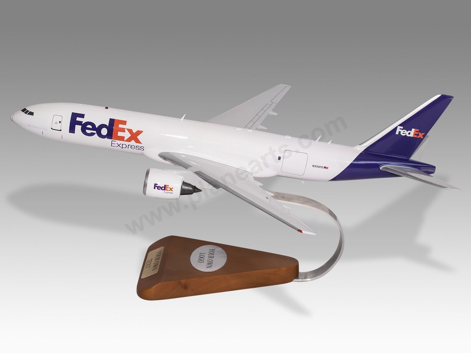 Boeing 777F FedEx Solid Klin Dried Mahogany Wood Handcrafted Display Model