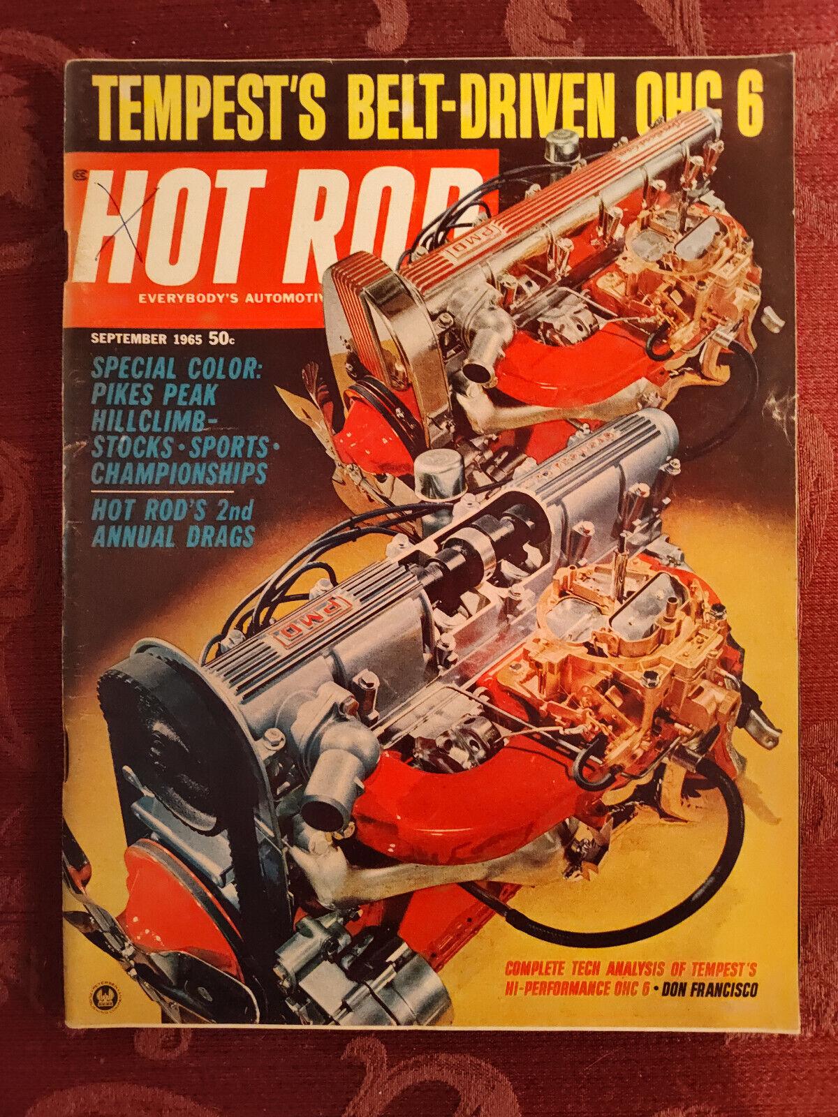 Rare HOT ROD Magazine September 1965 Pontiac Tempest OHC 6 Pikes Peak