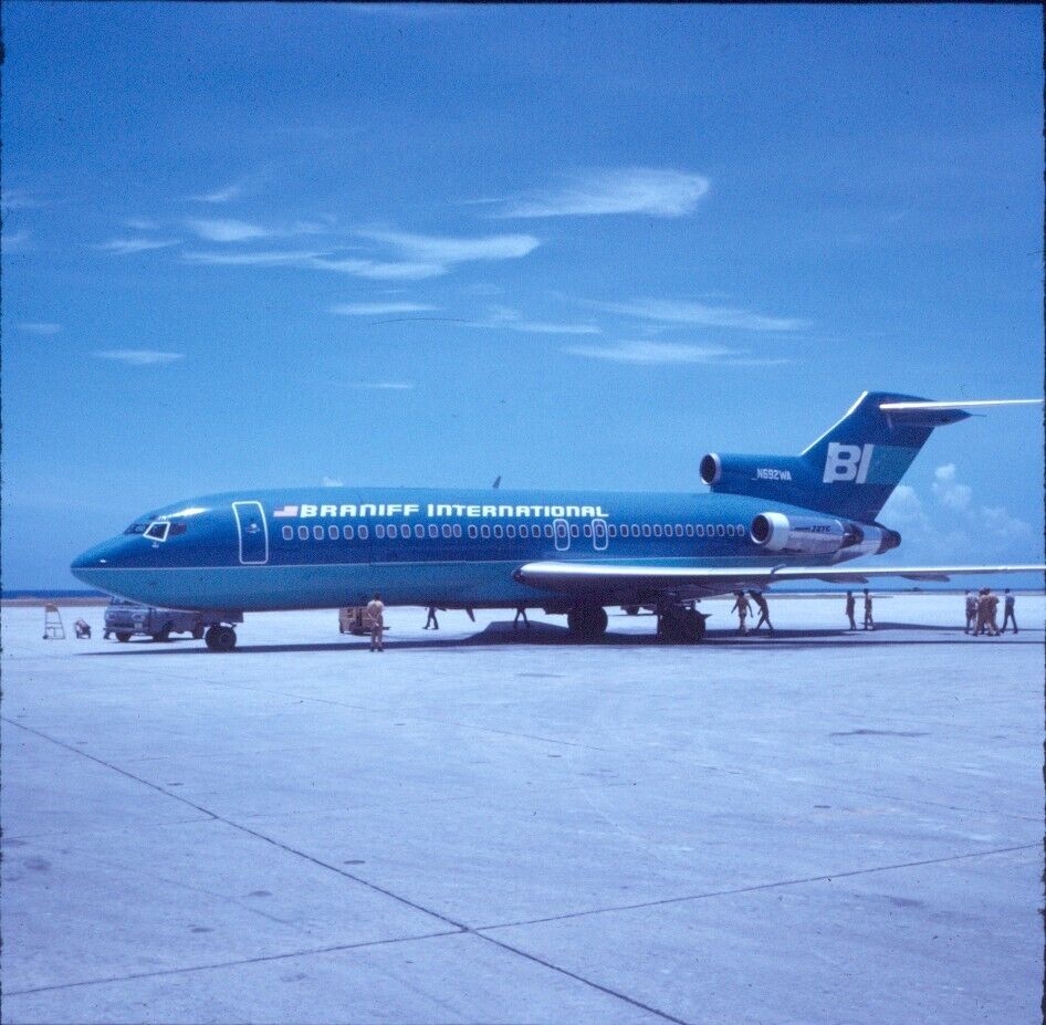 1972 Braniff International Airlines Boeing 727-27C Airplane Vintage 126 Slide