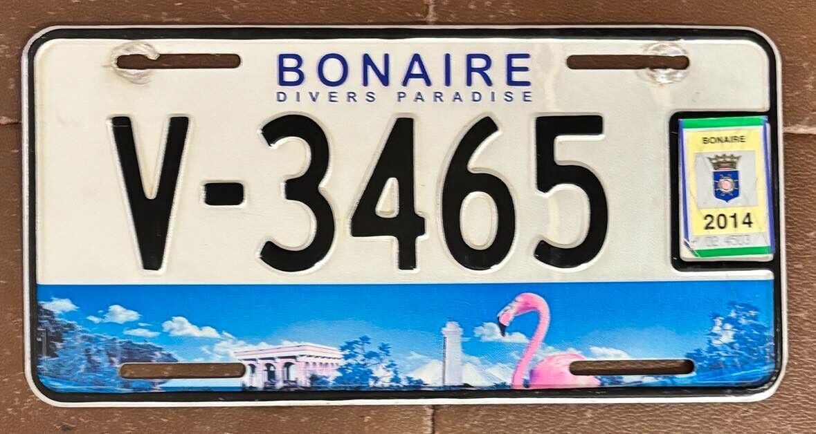 Bonaire 2014 DIVER'S PARADISE License Plate # V-3465